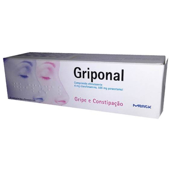 GRIPONAL 4 MG + 500 MG COMP EFERVESCENTE  20