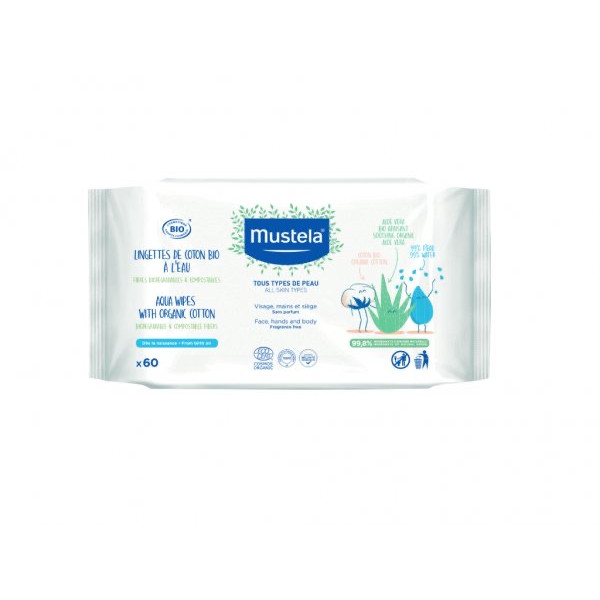 MUSTELA BEBE MUDA TOAL AGUA ALGODAO BIO X60