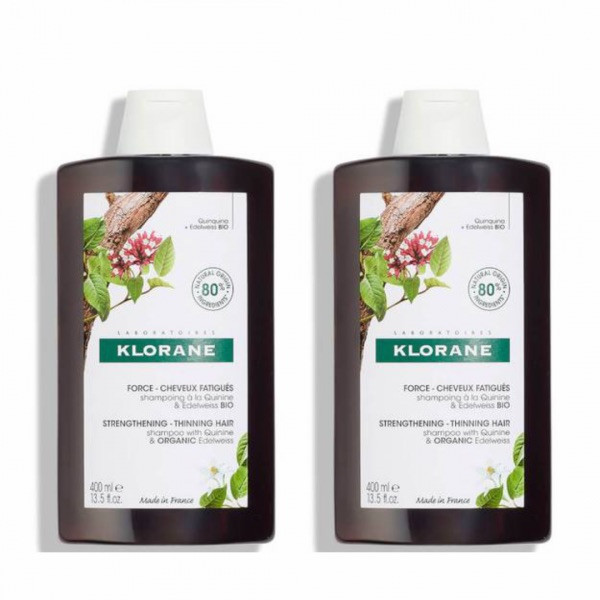 KLORANE QUININA PROMO DUO CHAMPÔ FORTIFIC QUININA/EDELWEISS BIO 2X400ML + DESC 50% 2ª EMBALAGEM