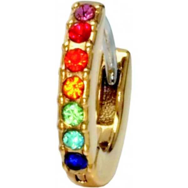 BIOJOUX BRINCO ARGOLA C/ CRISTAL COLORIDO PRATEADO 10MM BJT725