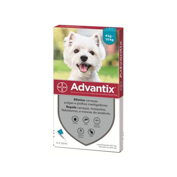 Advantix Cao Sol Uncao 1ml X 4 4-10 Kg